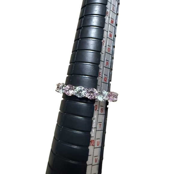 Sterling Forever Jewelry - NEW Sterling Forever Silver Pink and White Gemstone Eternity Ring Size 8.5